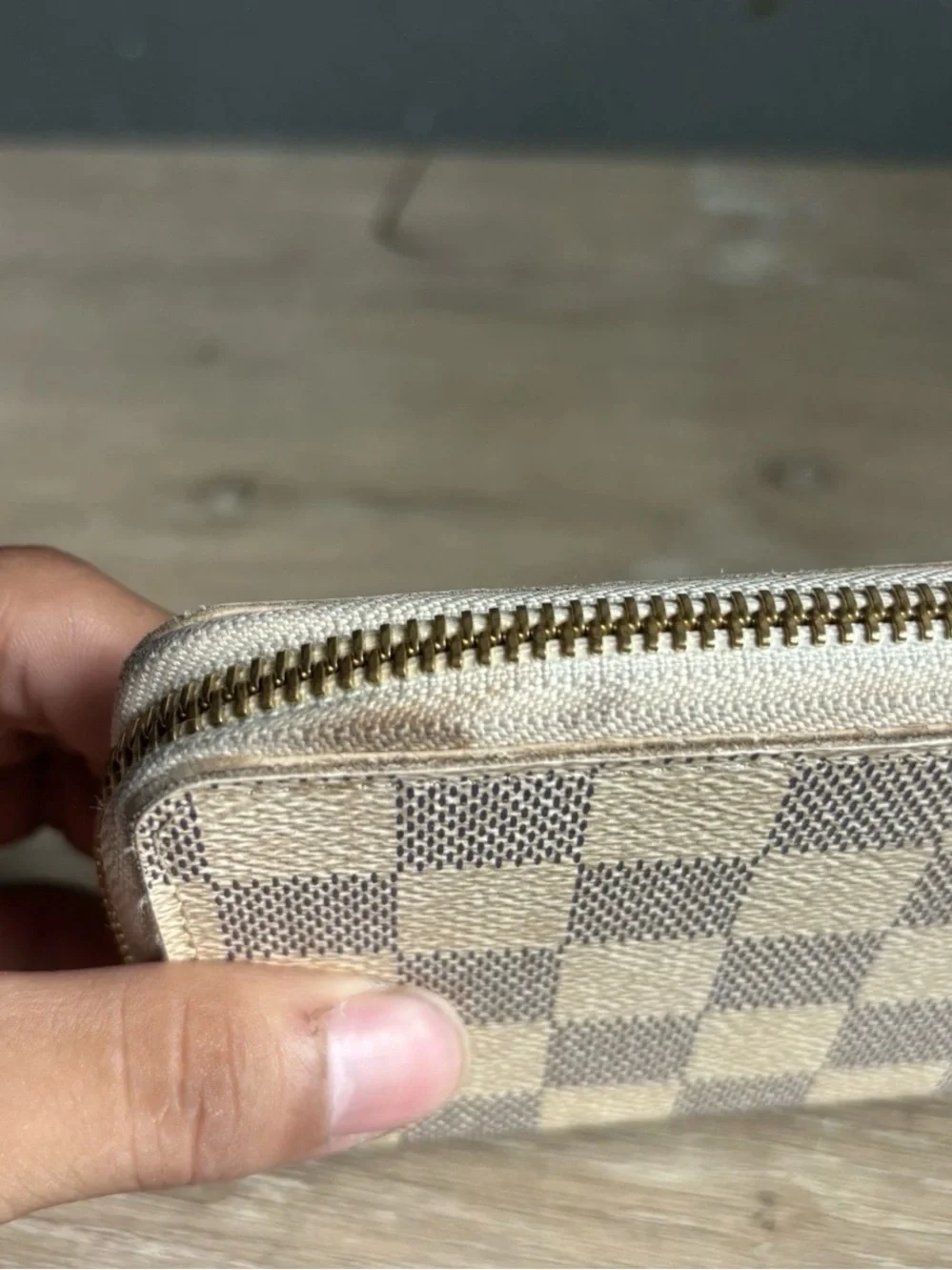 Louis Vuitton Damier Azur Zippy Zip Around Long Wallet White Pink Inner